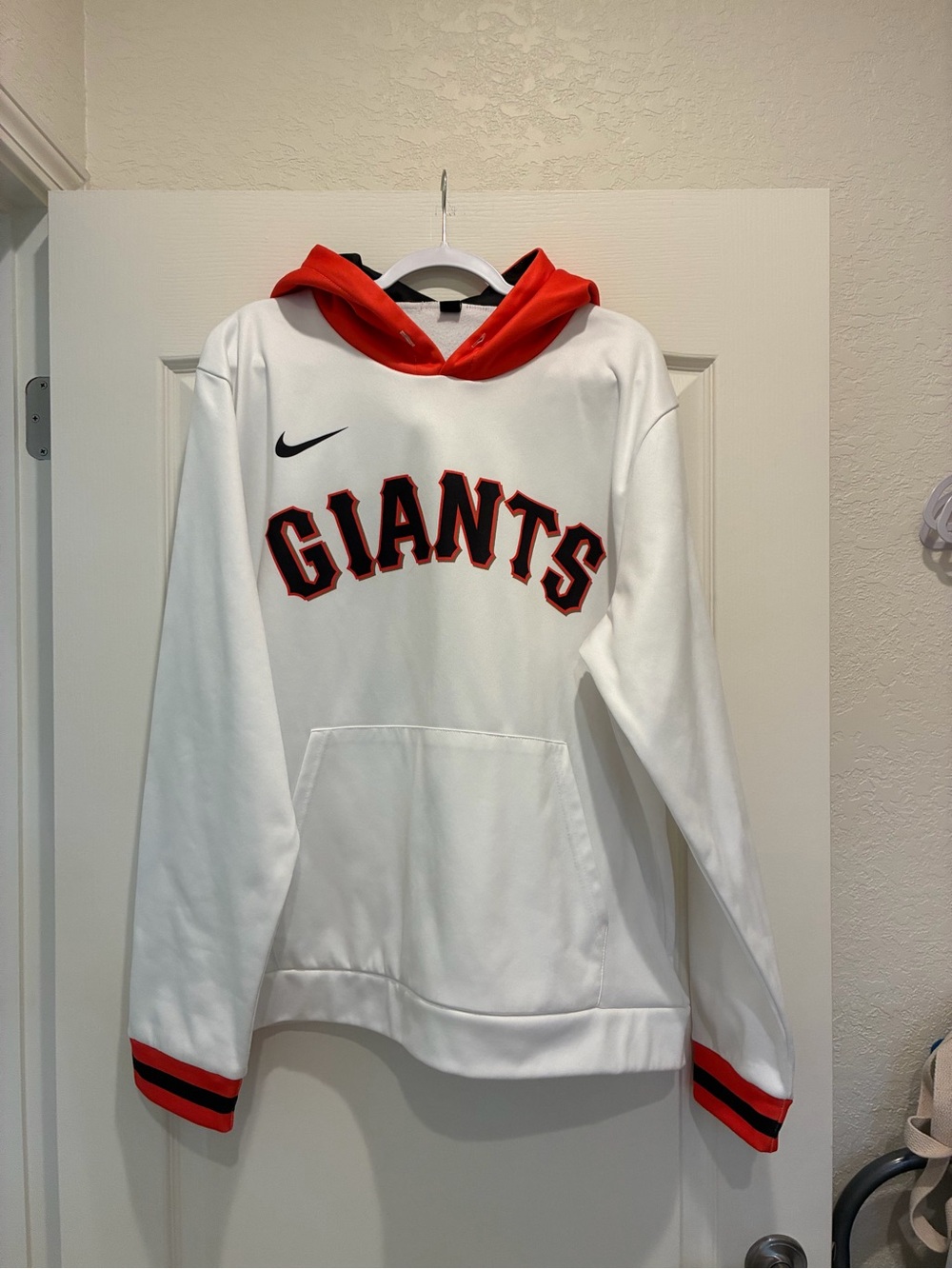 SF Giants White Pullover Hoodie with Bright Orange Trim
